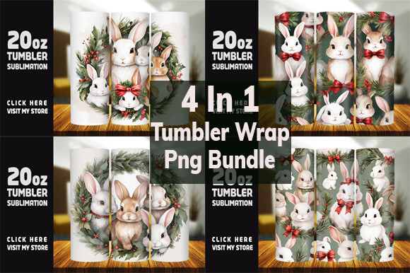 Christmas Rabbits Tumbler Wrap Png Graphic by emuchy1999 · Creative Fabrica