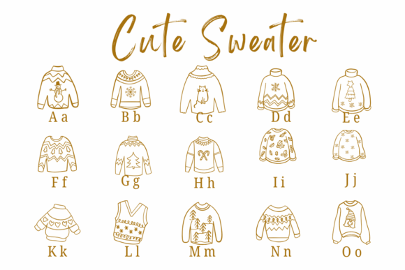Cute Sweater Font PNG with transparent background - Preview 1