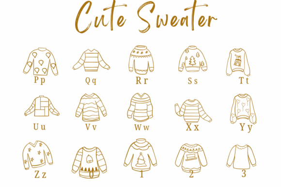 Cute Sweater Font PNG with transparent background - Preview 2