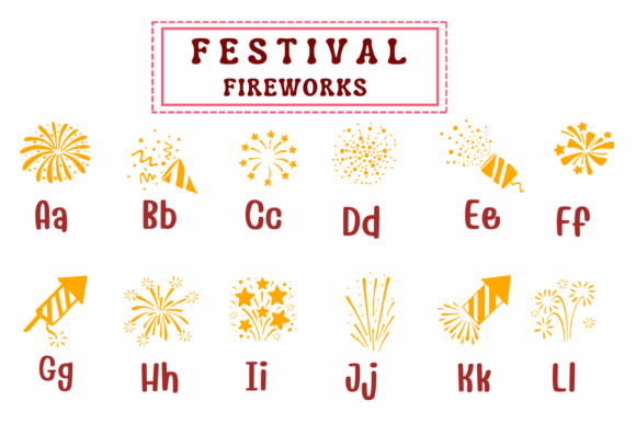 Festival Fireworks Font PNG with transparent background - Preview 1