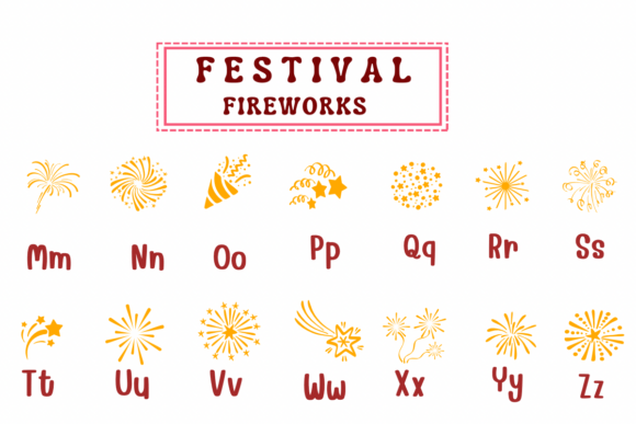Festival Fireworks Font PNG with transparent background - Preview 2