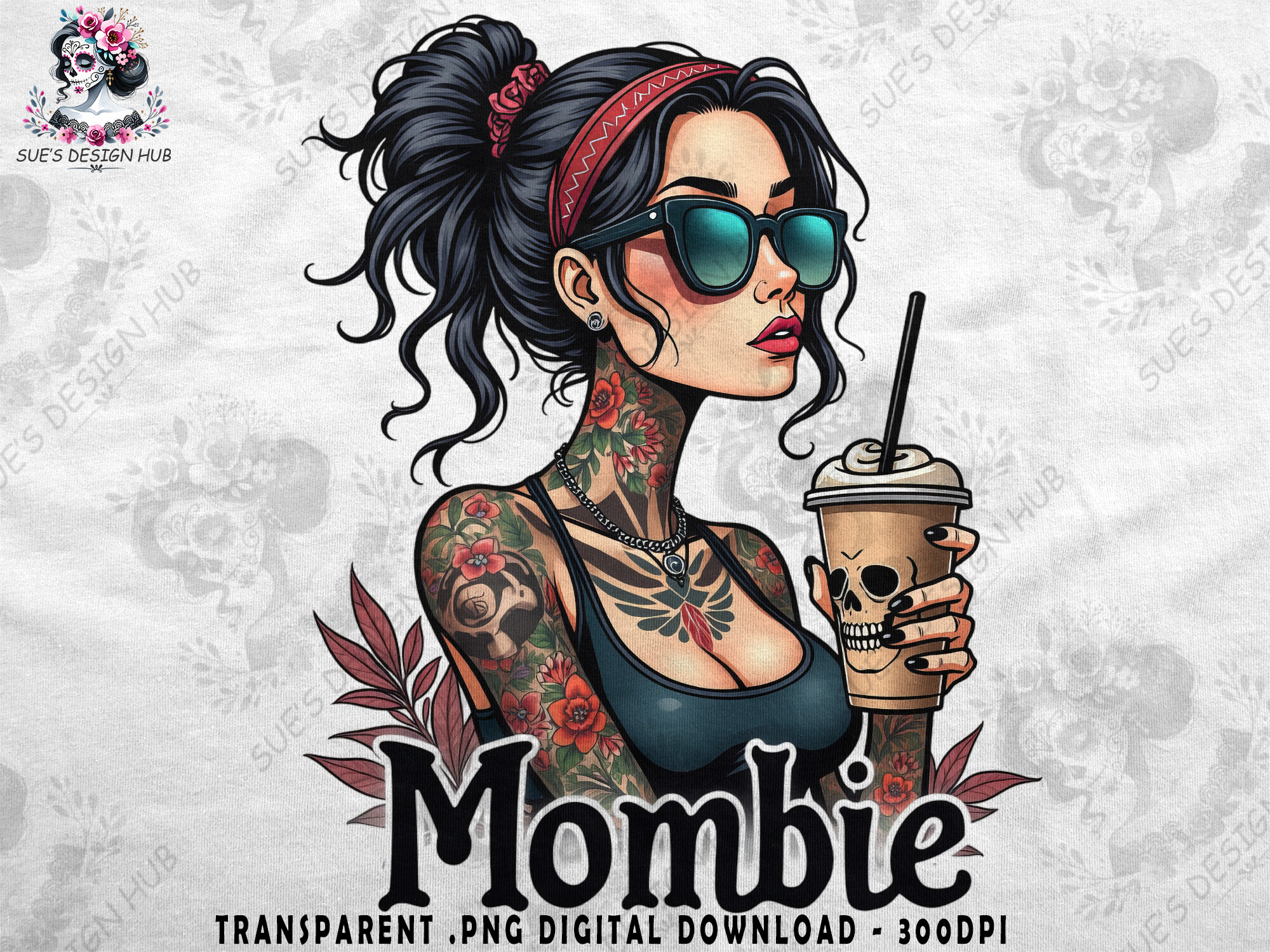 Tattooed Mombie with Coffee Graphic by Sue Opperman Designs · Creative ...