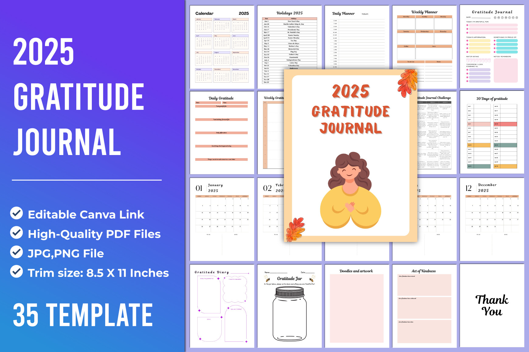 2025 Gratitude Journal Canva Template Graphic by SM INTERIOR · Creative ...