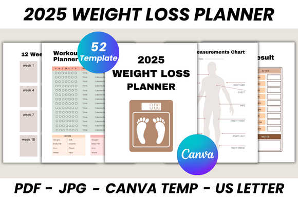 2025 Weight Loss Planner Canva Template Graphic by DIGITAL PRINT BOX ...