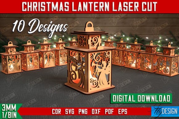 3D Shadow Christmas Lantern Bundle - CNC laser cut file