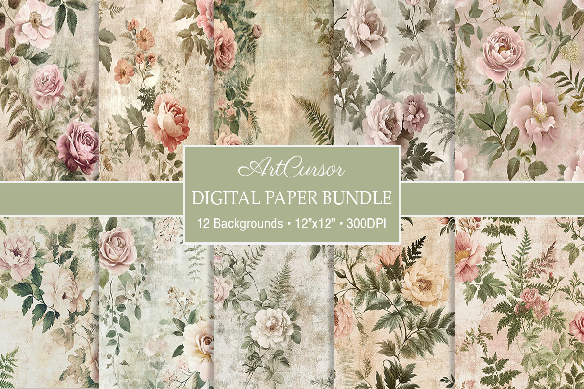 Antique Floral Roses Junk Journal Papers Graphic by ArtCursor ...