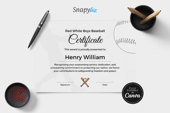 Baseball Certificate Award Template