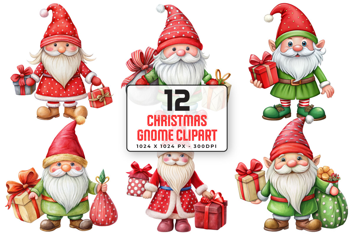 Christmas Gnome Clipart Bundle Graphic by sagorarts · Creative Fabrica