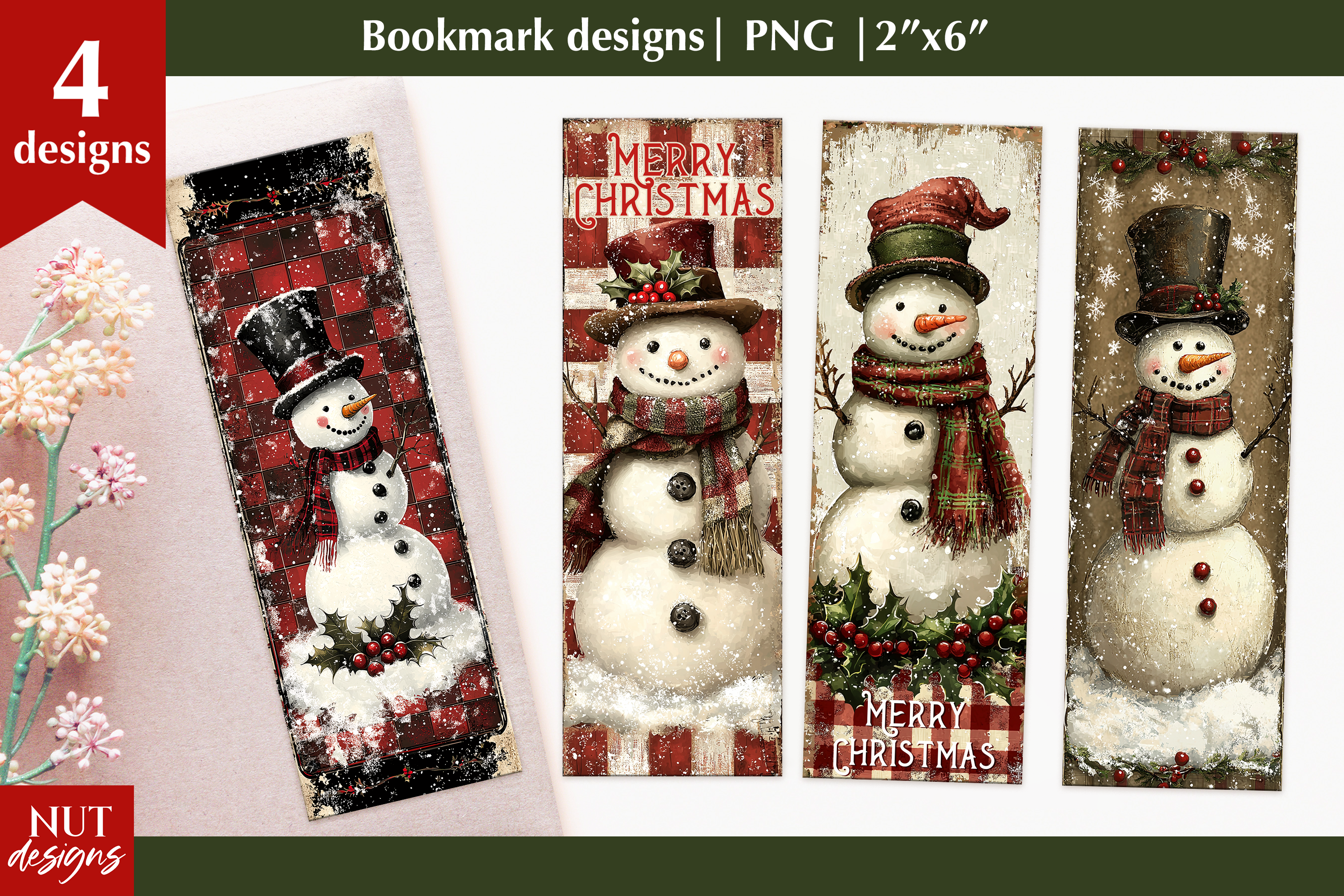 Christmas Bookmark, Cute Fairy Snowman