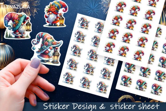 Cute Christmas Gnomes Stickers | Gnomes Graphic Illustrations By ElenaZlataArt