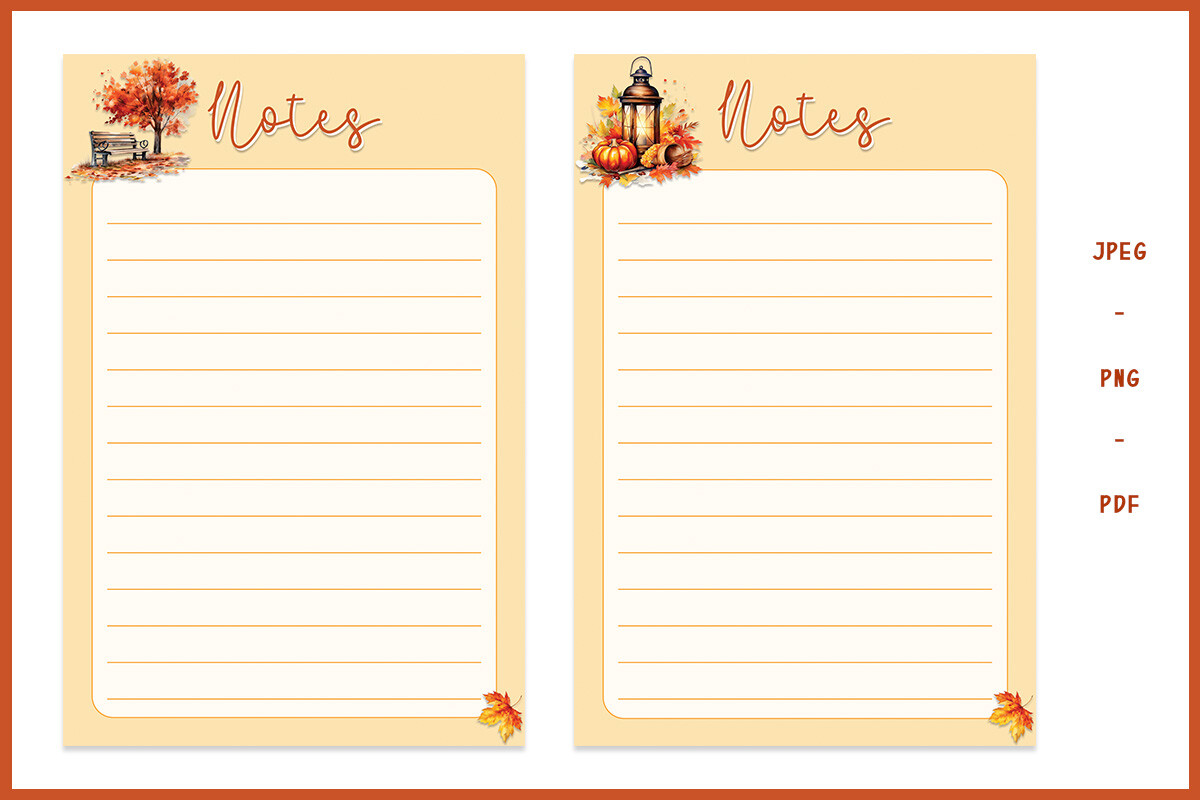 Fall Notes Paper Template FREE FALL 4X6 NOTES Graphic by Midnight Designs Β· Creative Fabrica