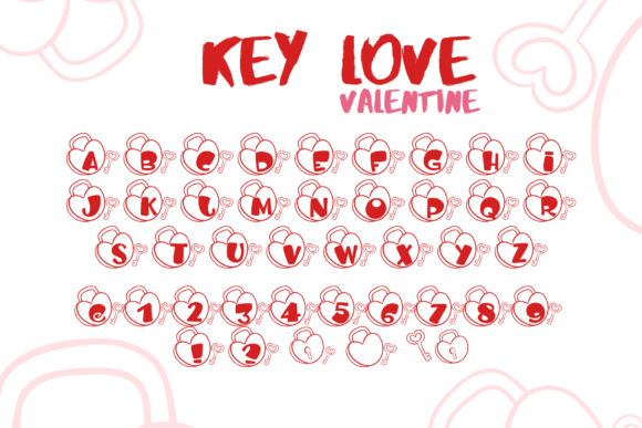 Key Love Valentine Font PNG with transparent background - Preview 1