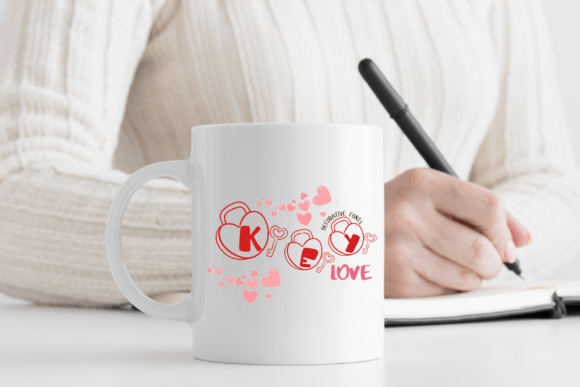 Key Love Valentine Font PNG with transparent background - Preview 2