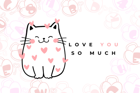 Key Love Valentine Font PNG with transparent background - Preview 4