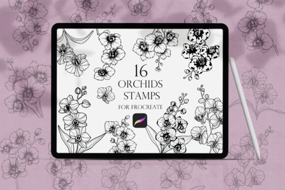 Orchid Flowers Procreate Stamp