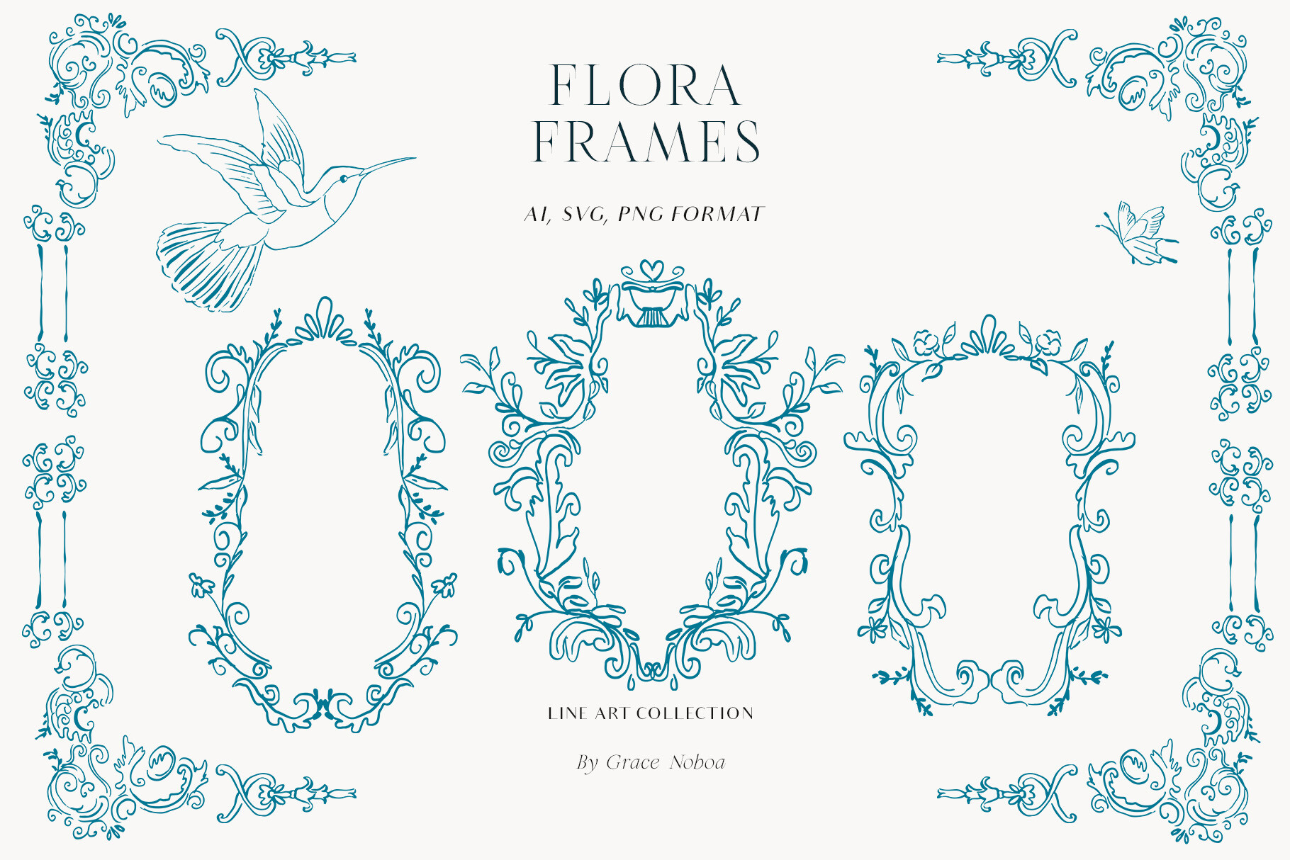 Vintage Frames Floral Wedding Crest SVG