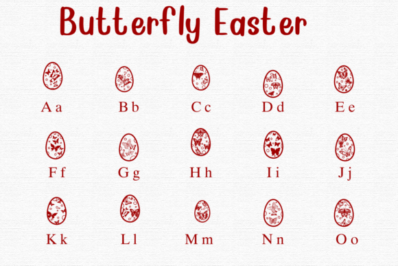 Butterfly Easter Font PNG with transparent background - Preview 1