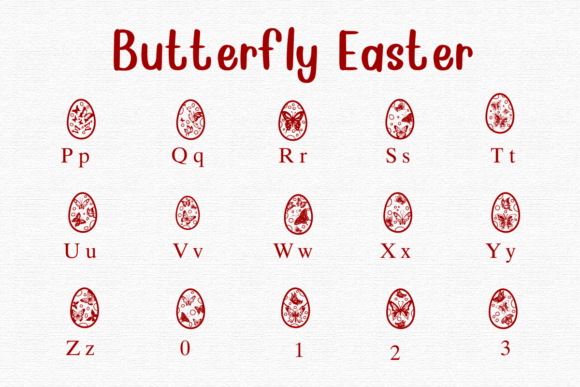 Butterfly Easter Font PNG with transparent background - Preview 2