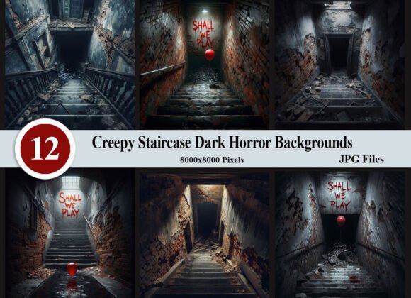Creepy Staircase Dark Horror Background