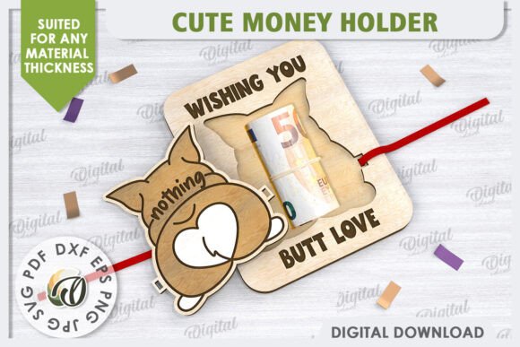 Cute corgi money holder laser cut SVG funny novelty gift design for dog lovers