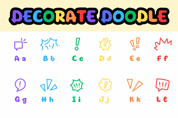 Dacorate Doodle Font PNG with transparent background - Preview 1