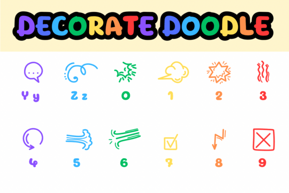 Dacorate Doodle Font PNG with transparent background - Preview 3