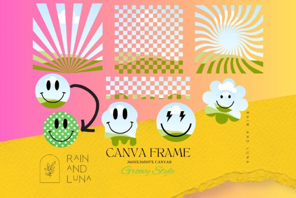 🌈 Groovy Style Canva Frames - Set of 8