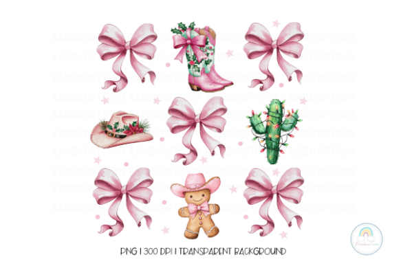 Western Christmas Coquette Bow PNG