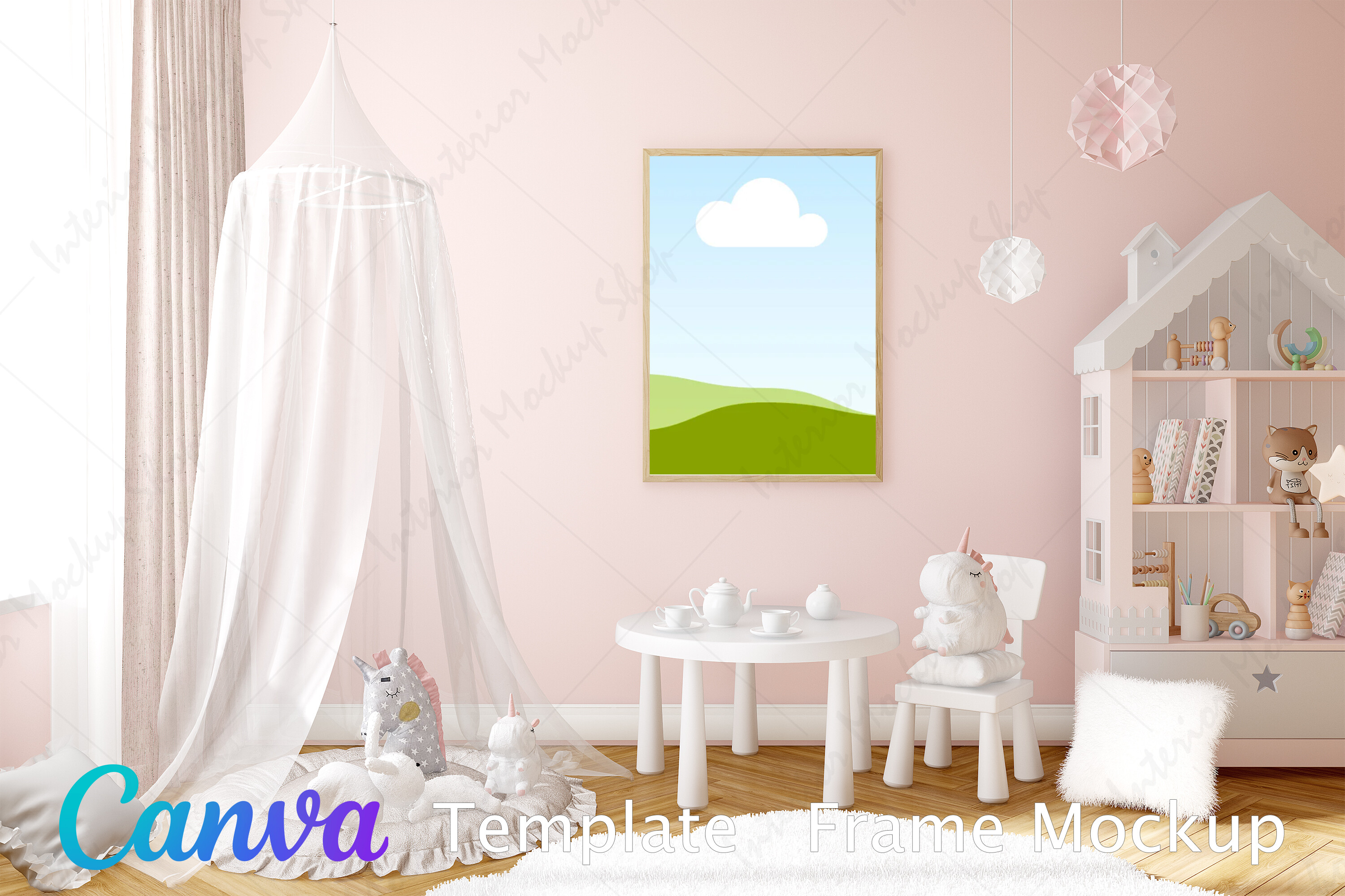 Kids Room Frame Mockup, Canva