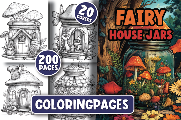 200 Fairy House Jars Coloring Pages