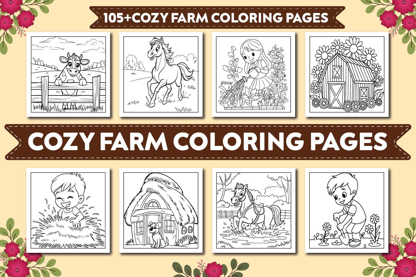 Bold and Easy Cozy Farm Coloring Pages
