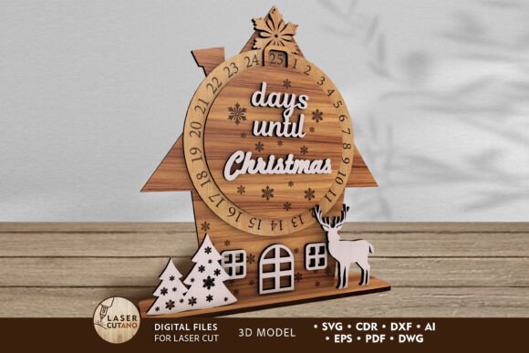 Days Until Christmas Advent Calendar laser cut file