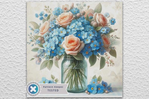 Forget Me Nots & Roses Cross Stitch PDF
