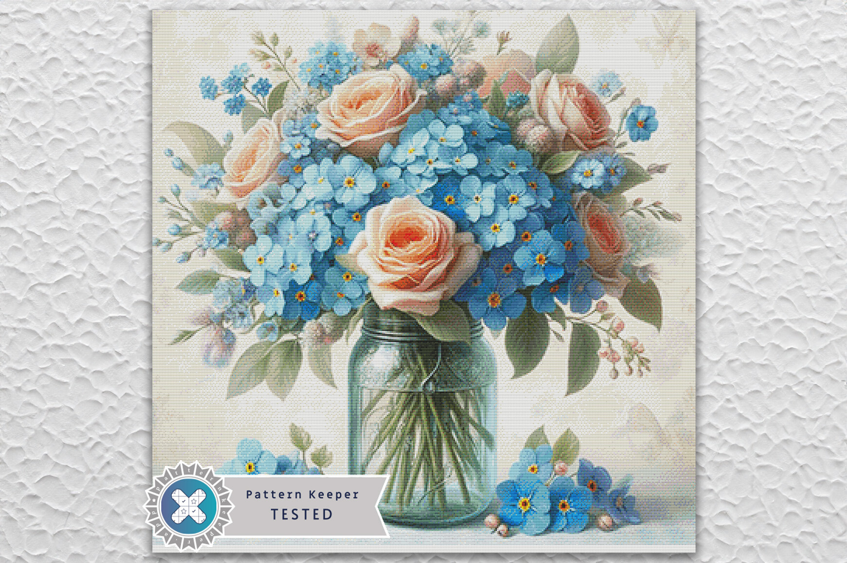 Forget Me Nots & Roses Cross Stitch PDF