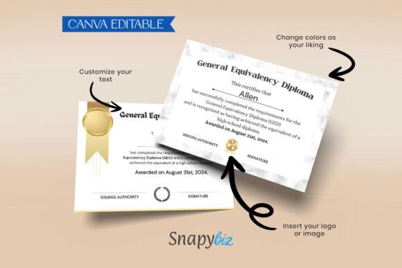 High School GED Diploma Template
