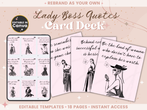 Lady Boss Quotes Card Deck Template