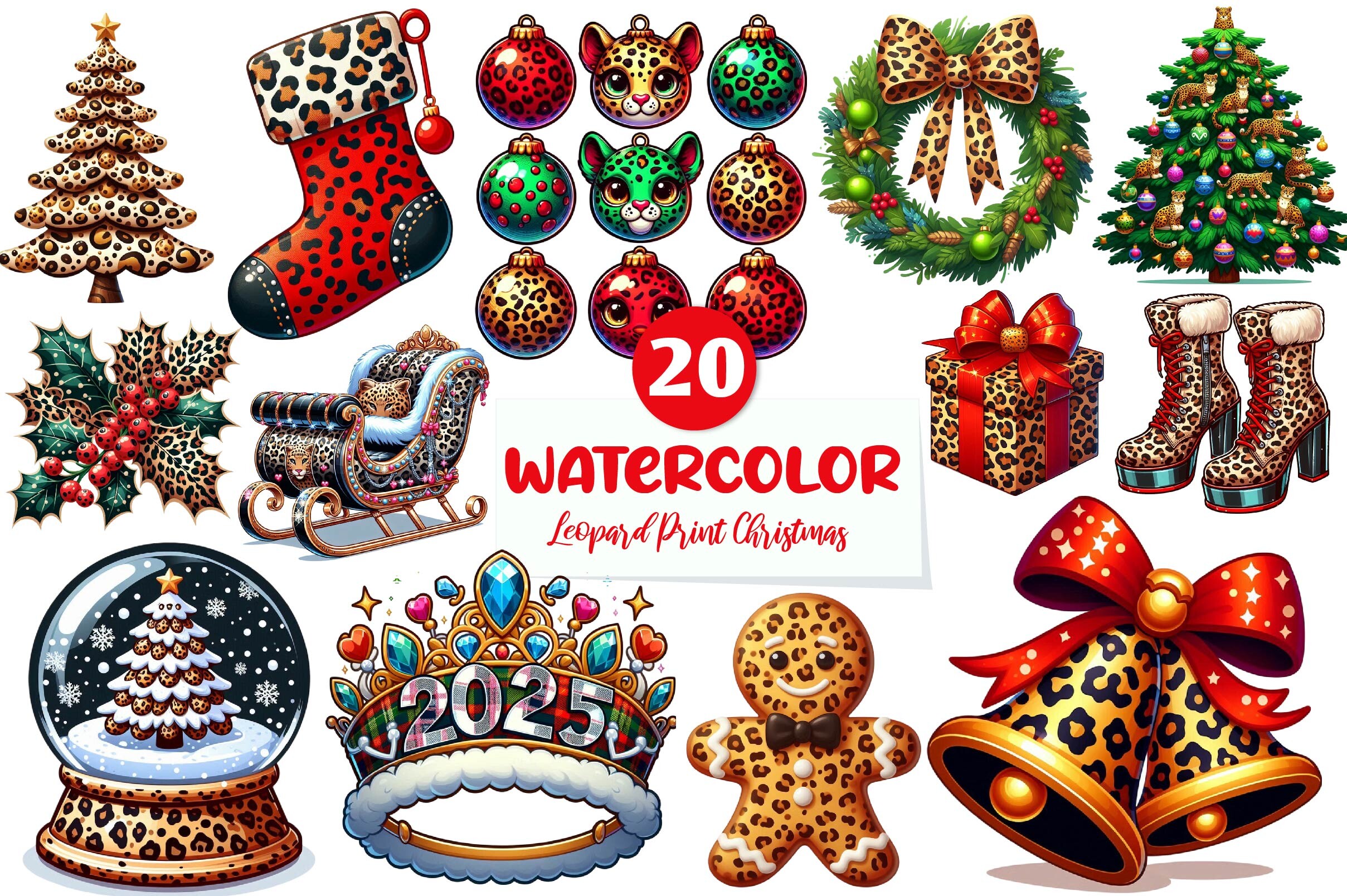 Leopard Print Christmas ClipArt's PNG - photo 1