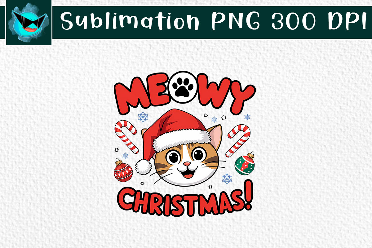 Meowy Christmas Cute Cat Holiday PNG Graphic by Swirltal · Creative Fabrica