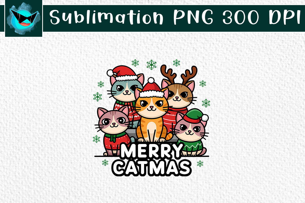 Merry Catmas Cute Christmas Cats PNG Graphic by Swirltal · Creative Fabrica