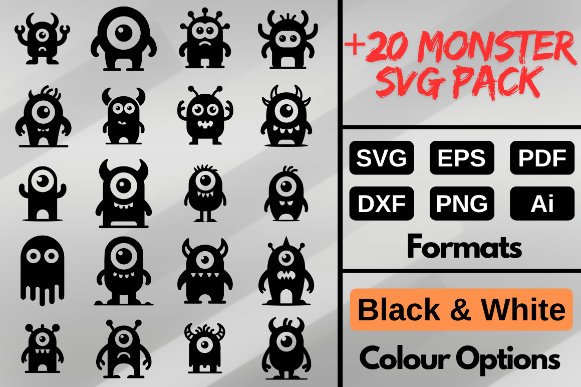 Monster SVG Bundle Pack, Cartoon PNG Art Graphic by Artful Assetsy ...
