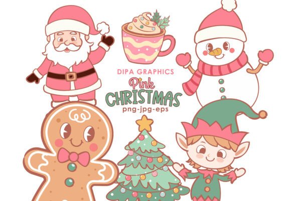 Pretty Pink Christmas Doodles & Holiday Clipart