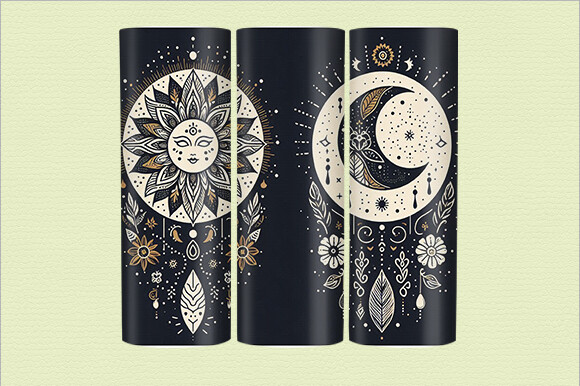 Sun and Moon Boho Tumbler Graphic by Journey with Craft · Creative Fabrica