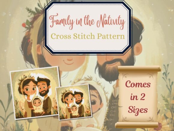 The Family in the Nativity Cross Stitch