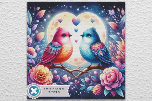 Two Love Birds Cross Stitch Pattern PDF