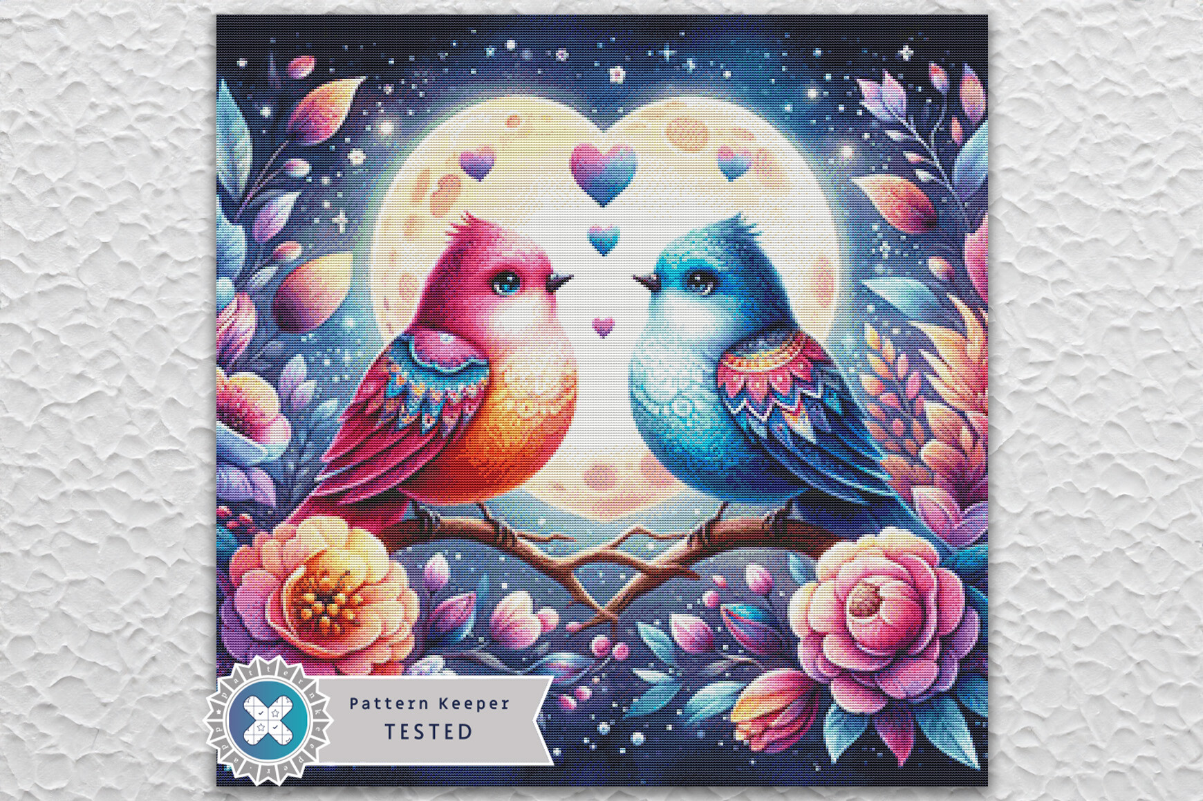 Two Love Birds Cross Stitch Pattern PDF