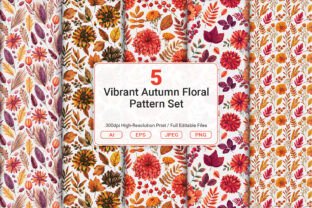 Vibrant Autumn Floral Pattern Set Graphic by JUNDI · Creative Fabrica