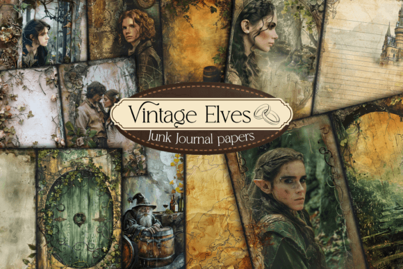 Vintage Elves Junk Journal Pages