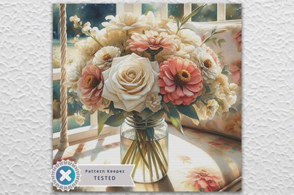 Zinnias & Roses Cross Stitch Pattern PDF