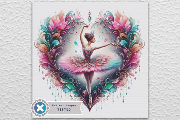 Ballerina Heart Cross Stitch Pattern PDF