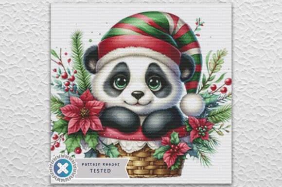 Christmas Panda Elf Cross Stitch Pattern